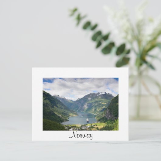Geirangerfjord uitzicht in Noorwegen witte grenska Briefkaart (Staand voorkant)