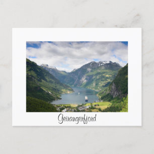 Geirangerfjord uitzicht witte grenskaart briefkaart