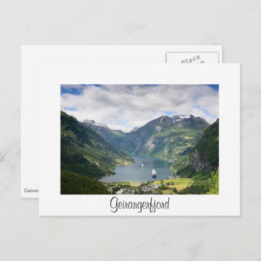 Geirangerfjord uitzicht witte grenskaart briefkaart (Voorkant / Achterkant)