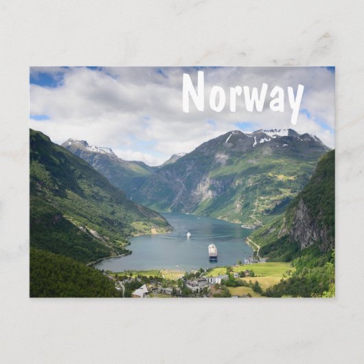 Geirangerfjord witte tekst briefkaart (Voorkant)
