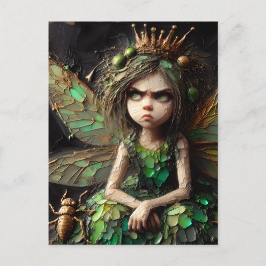 geïrriteerd fee gouden insect briefkaart (Voorkant)