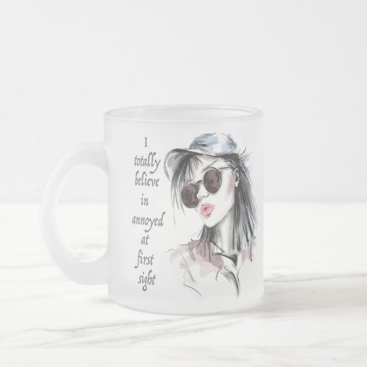 Geïrriteerd op het eerste gezicht matglas koffiemok (Links)