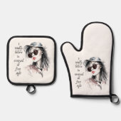 Geïrriteerd op het eerste gezicht ovenwant & pannenlap set (Voorkant)