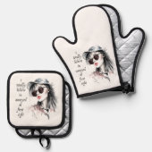 Geïrriteerd op het eerste gezicht ovenwant & pannenlap set (Voorkant / Achterkant)