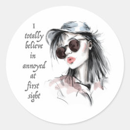 Geïrriteerd op het eerste gezicht ronde sticker