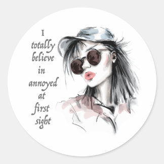 Geïrriteerd op het eerste gezicht ronde sticker