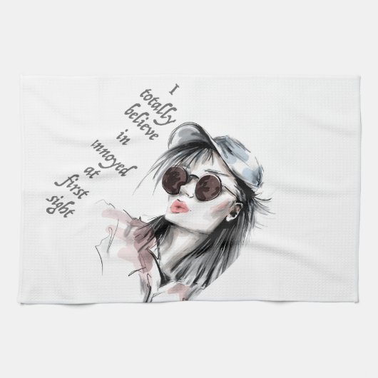 Geïrriteerd op het eerste gezicht theedoek (Horizontaal)