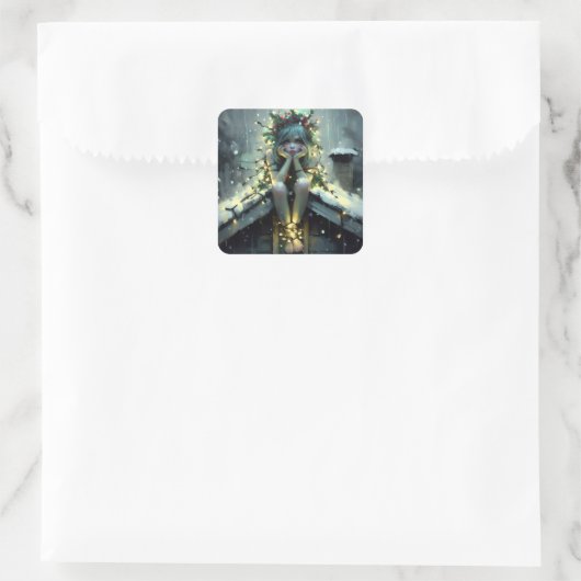 Geïrriteerde Fairy Kerstverlichting Vierkante Sticker (Tas)