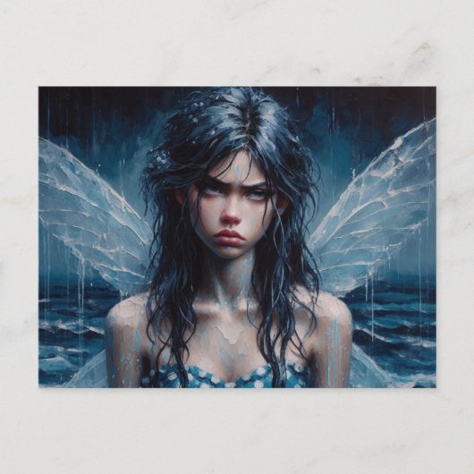 Geïrriteerde Fairy Rainy Ocean Trip Briefkaart (Voorkant)