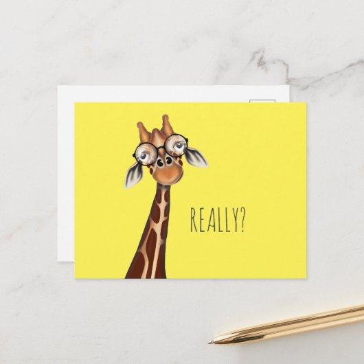 Geïrriteerde Giraffe - Funny Fridge Briefkaart (Voorkant / Achterkant in situ)