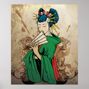 Geisha 芸 者 poster Japanse drukkerij
