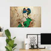 Geisha 芸 Japans poster voor horizontale afdrukken  (Thuiskantoor)