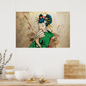 Geisha 芸 Japans poster voor horizontale afdrukken  (Keuken)