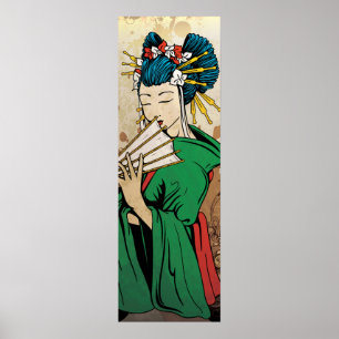 Geisha 芸 Japans poster voor lange verticale afdruk