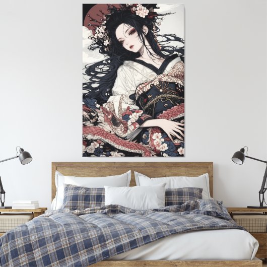 Geisha 071429 canvas afdruk (Insitu (Slaapkamer))