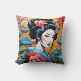Geisha and Sakura: Japanese-Inspired Art Kussen