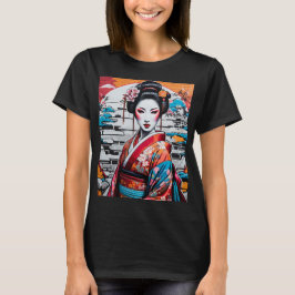 Geisha and Sakura: Japanese-Inspired Art T-shirt