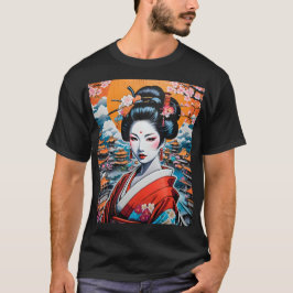 Geisha and Sakura: Japanese-Inspired Art T-shirt