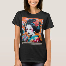 Geisha and Sakura: Japanese-Inspired Art T-shirt