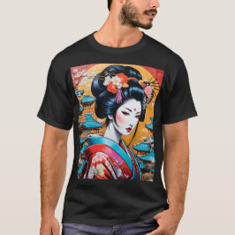 Geisha and Sakura: Japanese-Inspired Art T-shirt