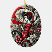 Geisha Art Keramisch Ornament - Japans Elegantie (Achterkant)