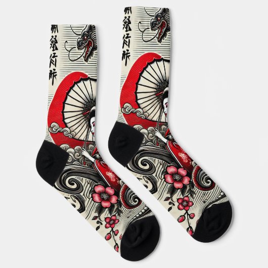 Geisha Art Pattern Sokken (Rechts)