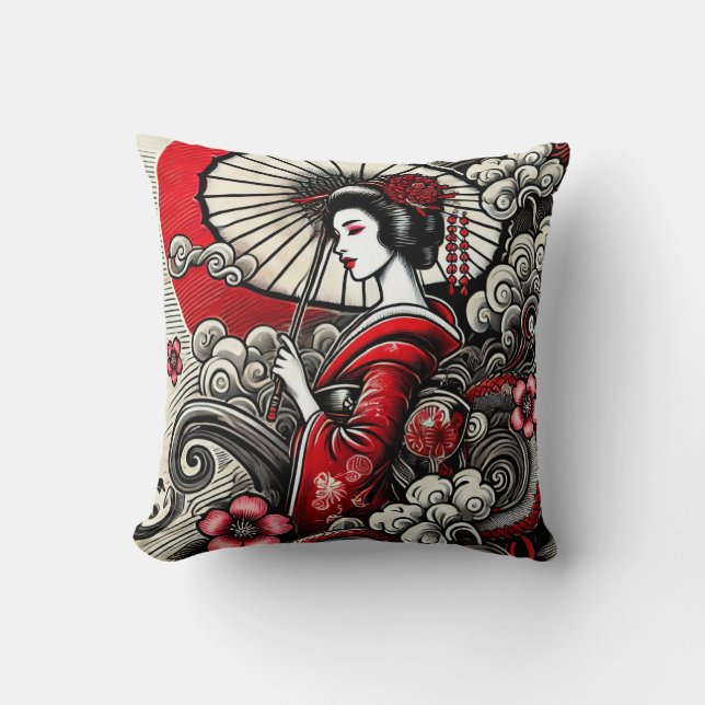 Geisha Art Sierkussen - Japanse elegantie (Voorkant)