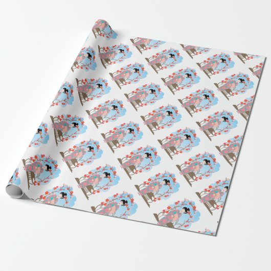 Geisha bij sakura cadeaupapier (Uitgerold)