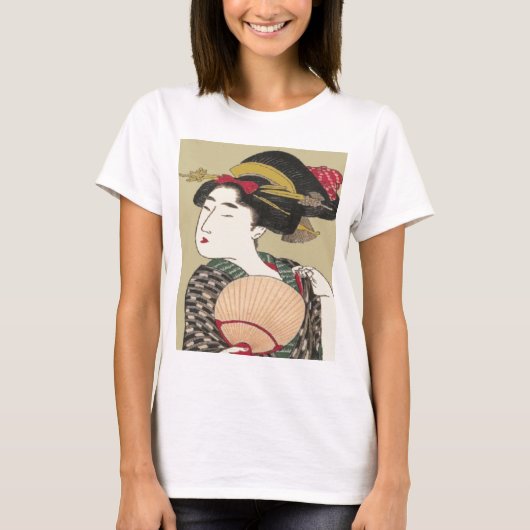 geisha briefkaart print t-shirt (Voorkant)