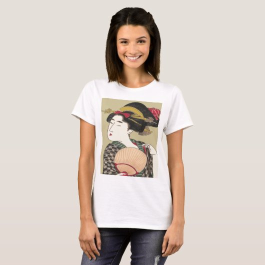 geisha briefkaart print t-shirt (Voorkant volledig)