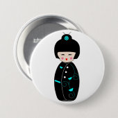 Geisha Cartoon Knop Ronde Button 7,6 Cm (Voorkant /achterkant)