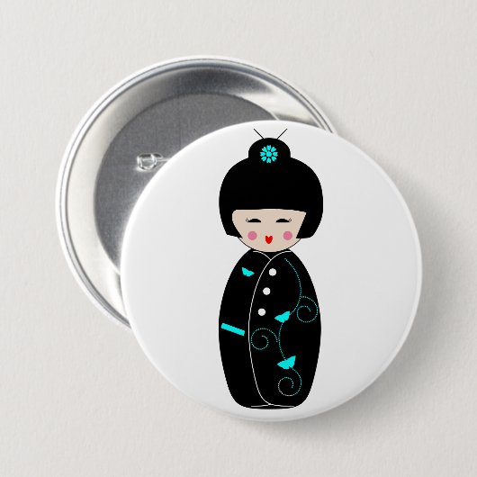 Geisha Cartoon Knop Ronde Button 7,6 Cm (Voorkant /achterkant)