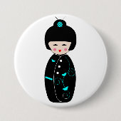 Geisha Cartoon Knop Ronde Button 7,6 Cm (Voorkant)
