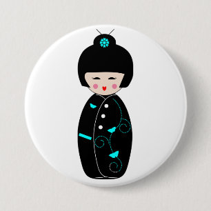 Geisha Cartoon Knop Ronde Button 7,6 Cm