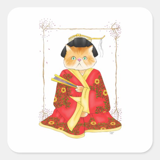 Geisha Cat Stickers (Voorkant)