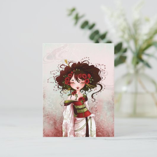 Geisha coquelicot briefkaart (Staand voorkant)