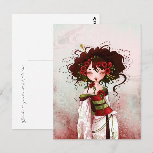 Geisha coquelicot briefkaart (Voorkant / Achterkant)