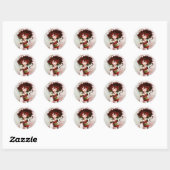 Geisha coquelicot ronde sticker (Vel)