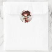Geisha coquelicot ronde sticker (Tas)