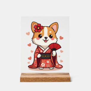 Geisha Corgi Hond Liefhebber Welsh Acryl Bord