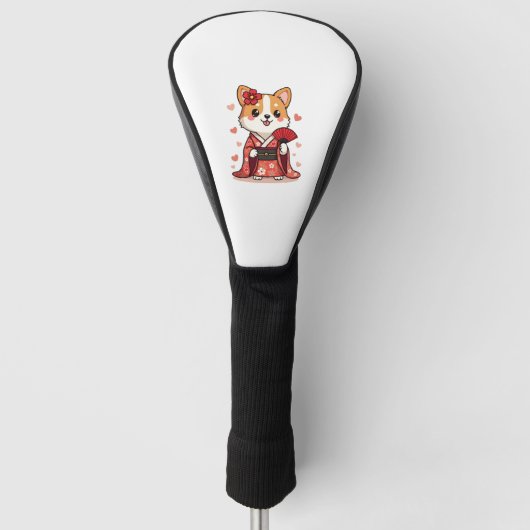 Geisha Corgi Hond Liefhebber Welsh Golfheadcover (Voorkant)