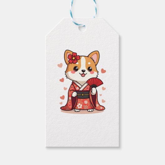 Geisha Corgi Hondenliefhebber Welsh Cadeaulabel (Voorkant)