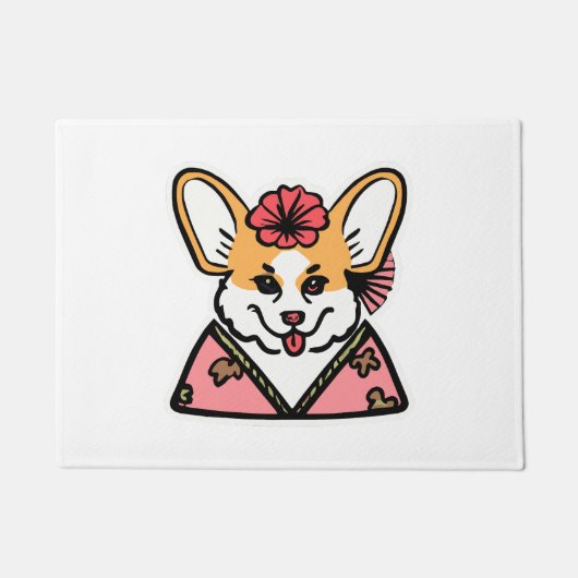 Geisha Corgi Hondenliefhebber Welsh Deurmat (Voorkant)