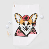 Geisha Corgi Hondenliefhebber Welsh Golfhanddoek (Insitu)