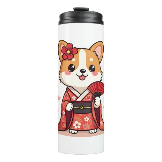 Geisha Corgi Hondenliefhebber Welsh Thermosbeker (Voorkant)