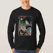 Geisha Cross Stitch Mam Ukiyoe Geisha Crochet Mam T-shirt (Voorkant)