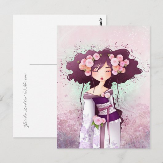 Geisha Dahlia Briefkaart (Voorkant / Achterkant)