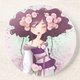 geisha dahlia zandsteen onderzetter