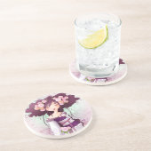 geisha dahlia zandsteen onderzetter (Zijkant)