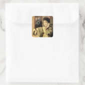 Geisha die een Midnight Call naar een Secret Lover Vierkante Sticker (Tas)